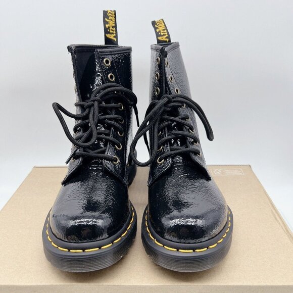 Dr. Martens 1460 8-Eye Lace Up Combat Boots Black Distressed Patent Leather US 6 - Picture 5 of 12